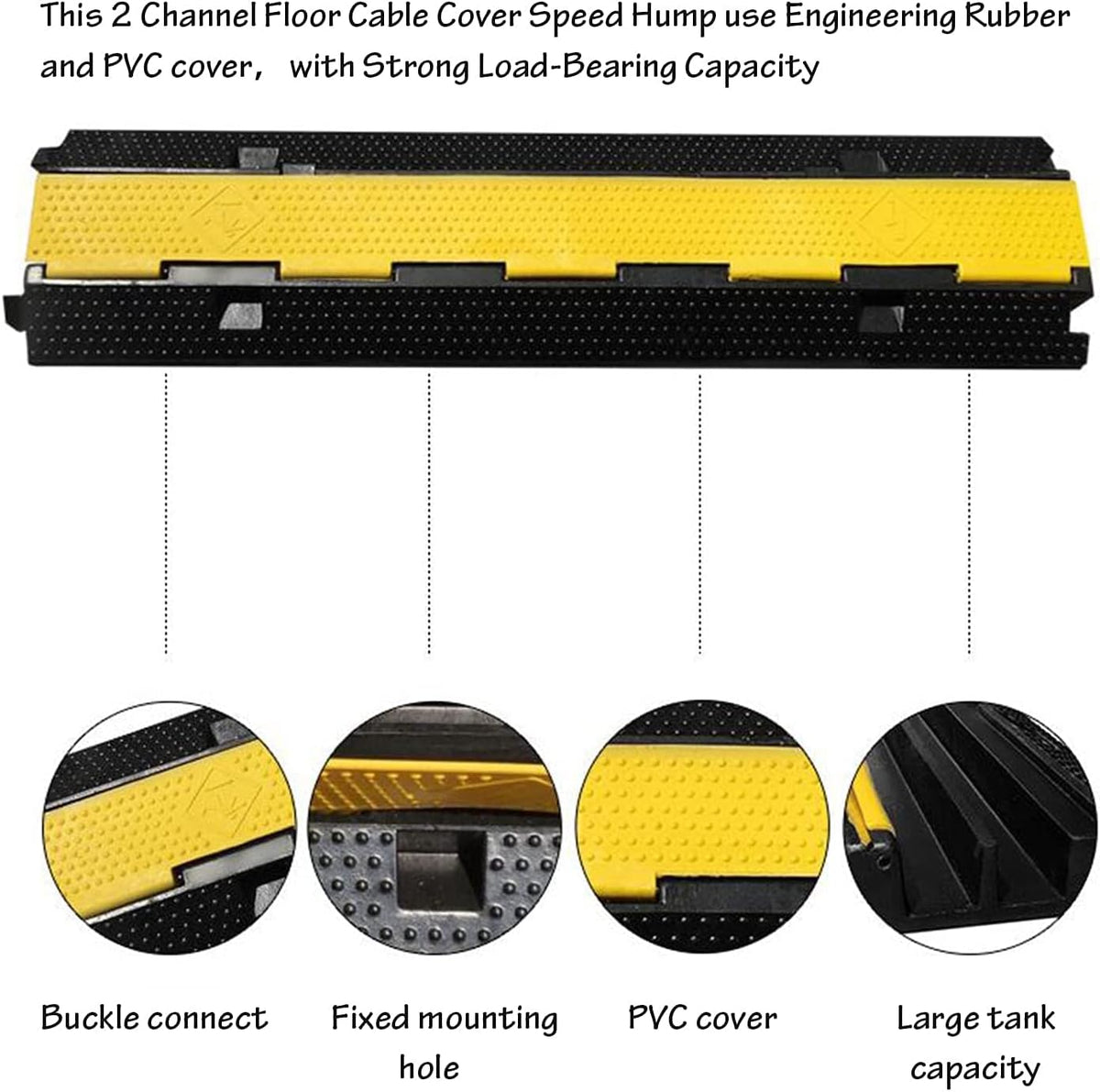 2 Channel Rubber Cable Protector with Yellow Flip-Open Top Cover Pack of 2 O29330