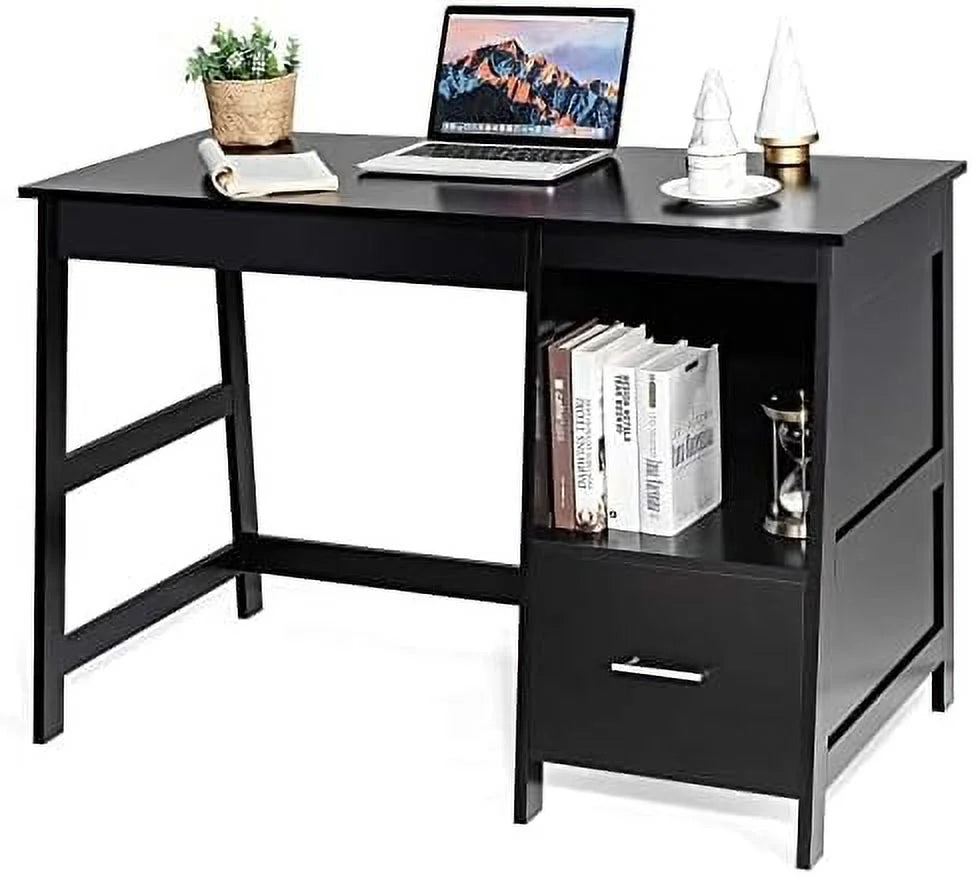 Black Computer Desk with 2 Drawers W411821