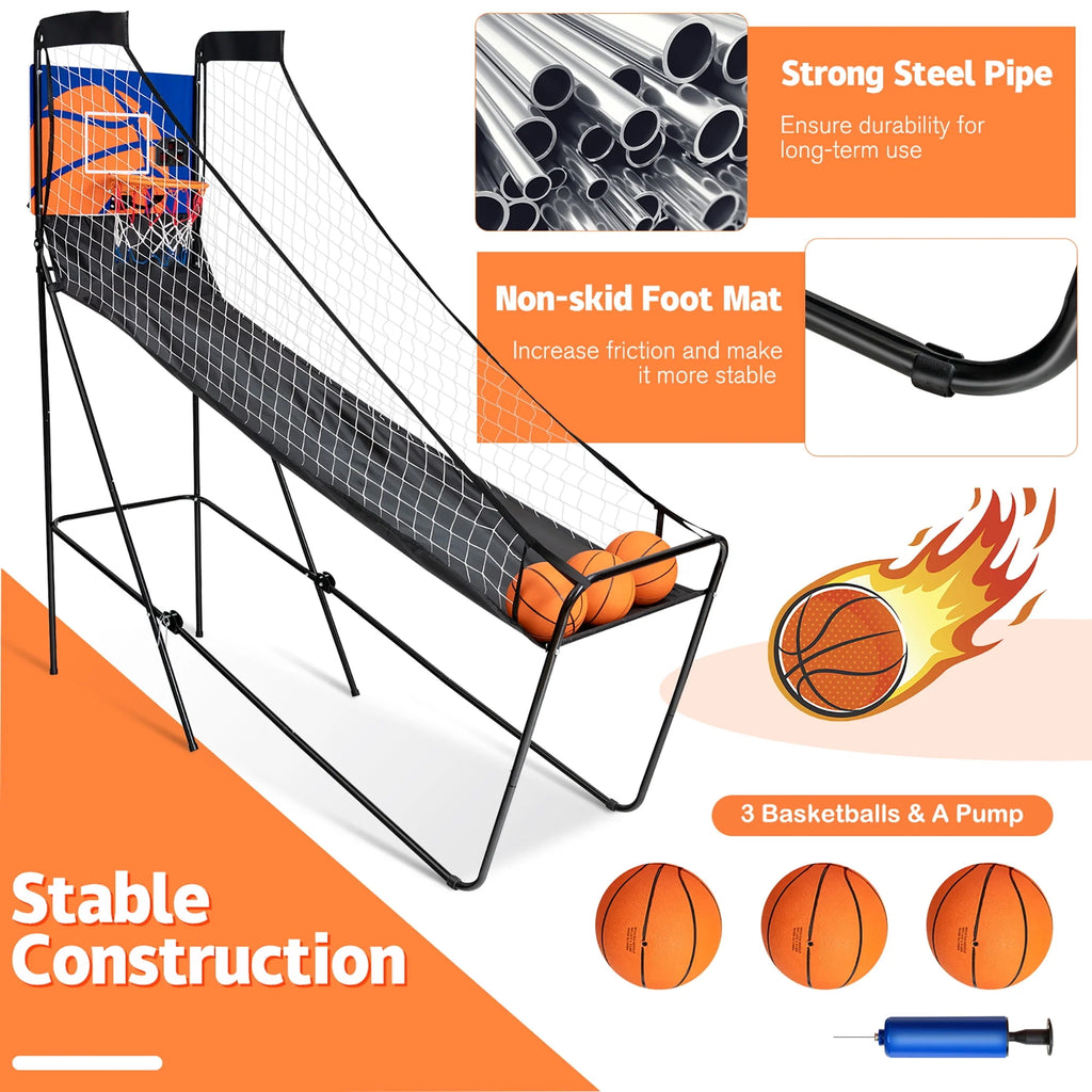 Foldable Single Shot Basketball Arcade Game with Electronic Scorer R21275