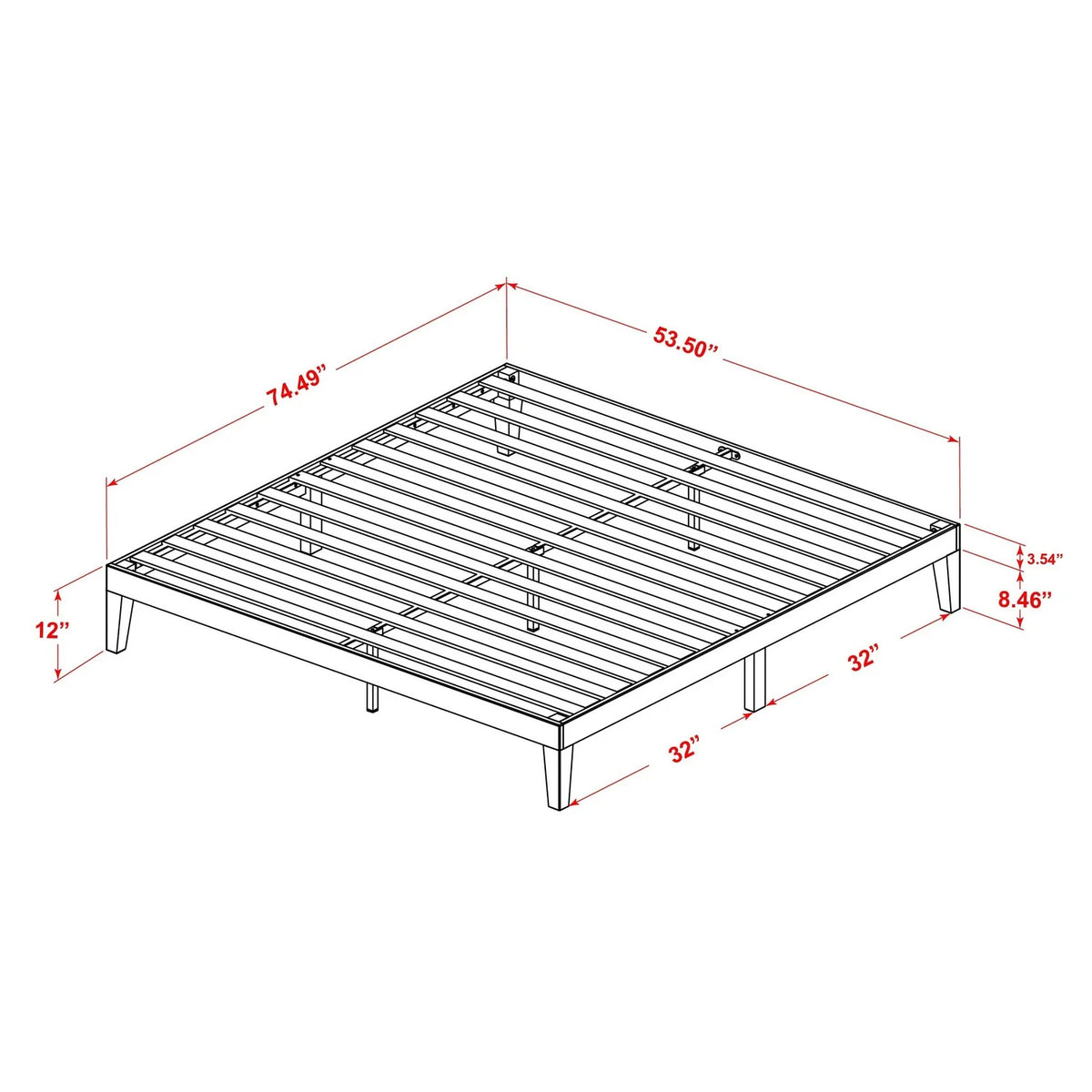 Full Platform Bed in Rustic Oak F116759