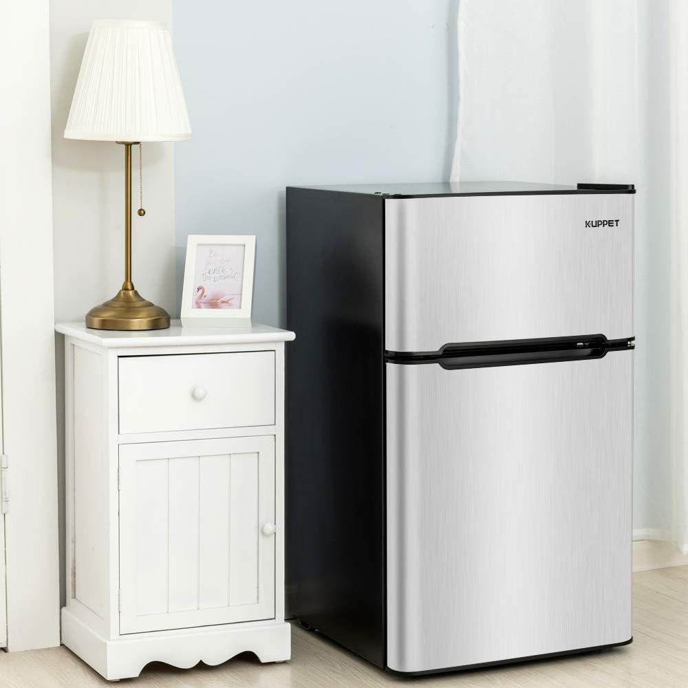 Compact 3.2 Cu.Ft Double Door Stainless Steel Refrigerator D516139