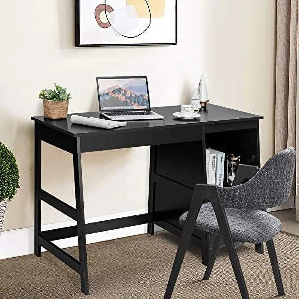 Black Computer Desk with 2 Drawers W411821