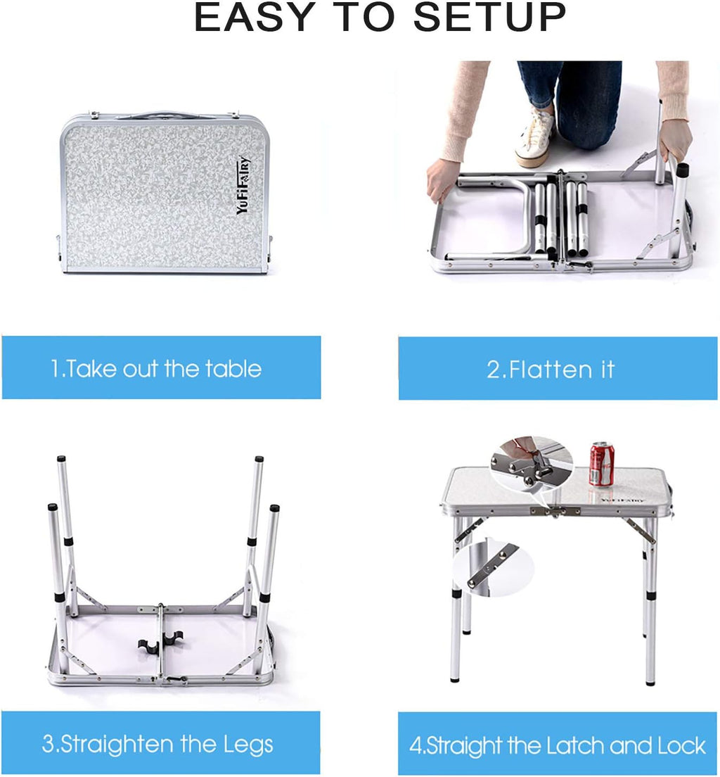 24''L x16''W Aluminum Folding Table with Adjustable Height Legs K966484