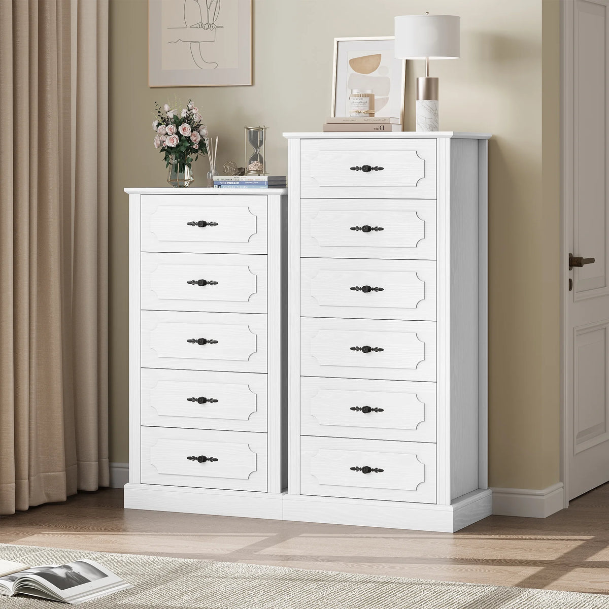 White 6 Drawer Wood Dresser D734