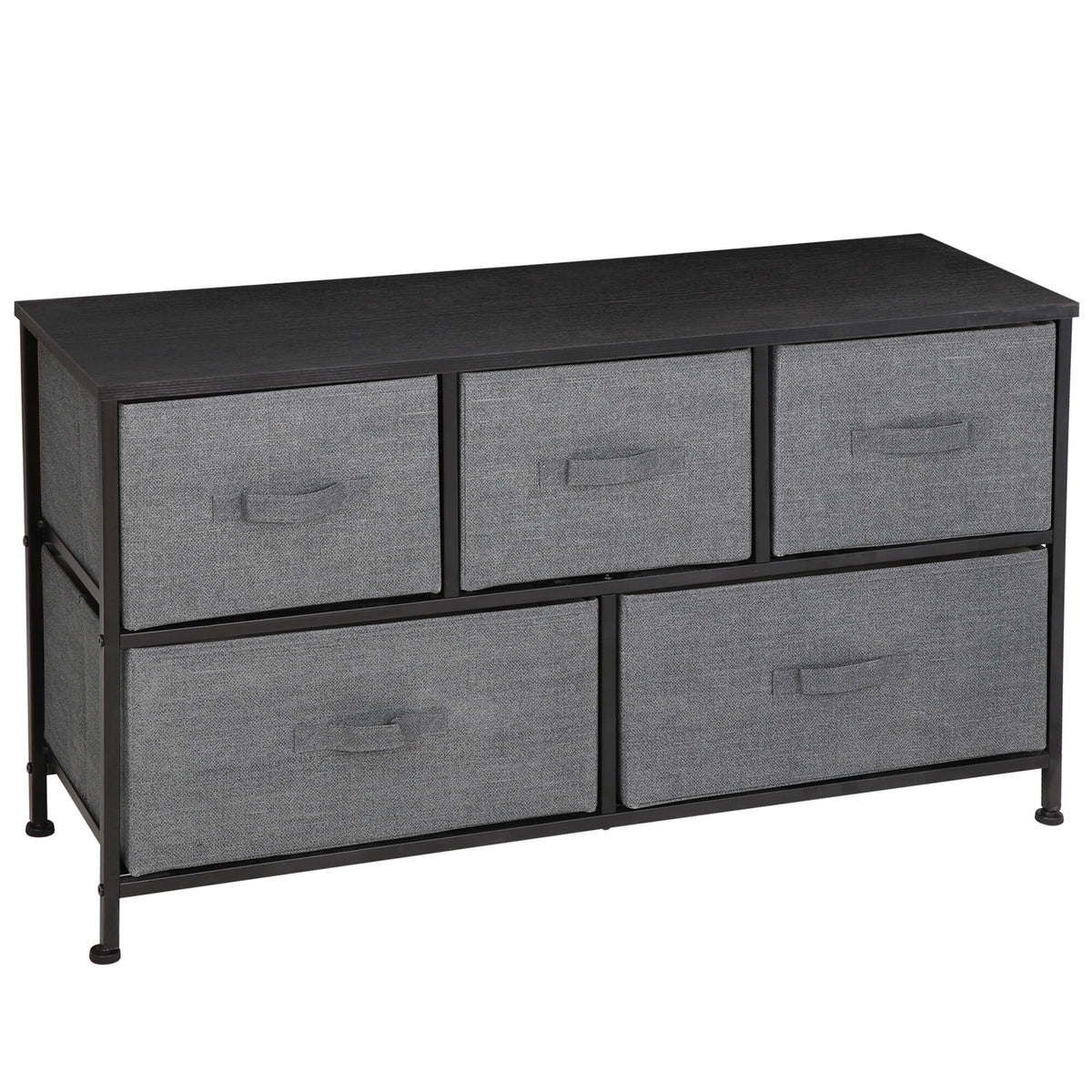 2 Tiers Steel Frame Wide Dresser Storage Tower O385060