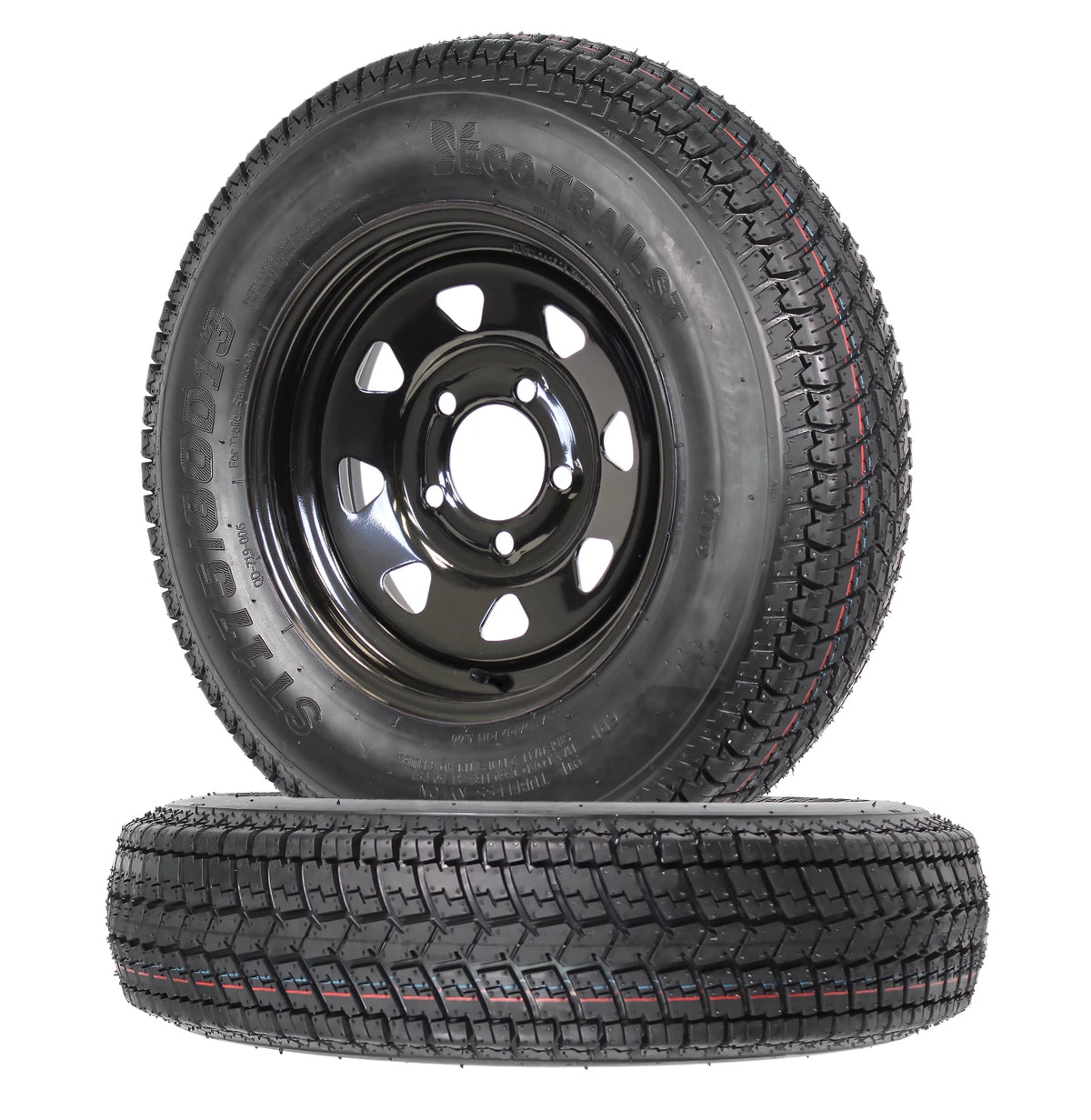 2-Pk Trailer Tire Black Spoke Wheel Rim ST175/80D13 G911