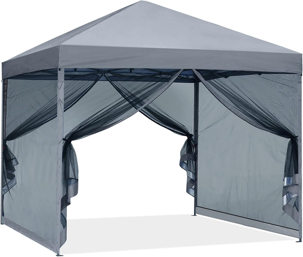 White Pop up Canopy Tent with Netting Wall B686