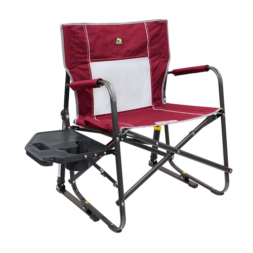 Black Portable Folding Camping Rocking Chair with Side Table G1745