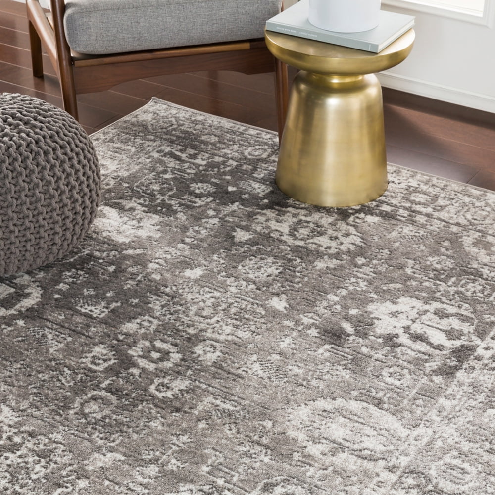Charcoal Distressed Area Rug G5385