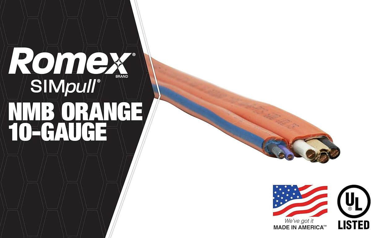 100' 10/3 with Ground Indoor Electrical Wire NM-B Orange P14036