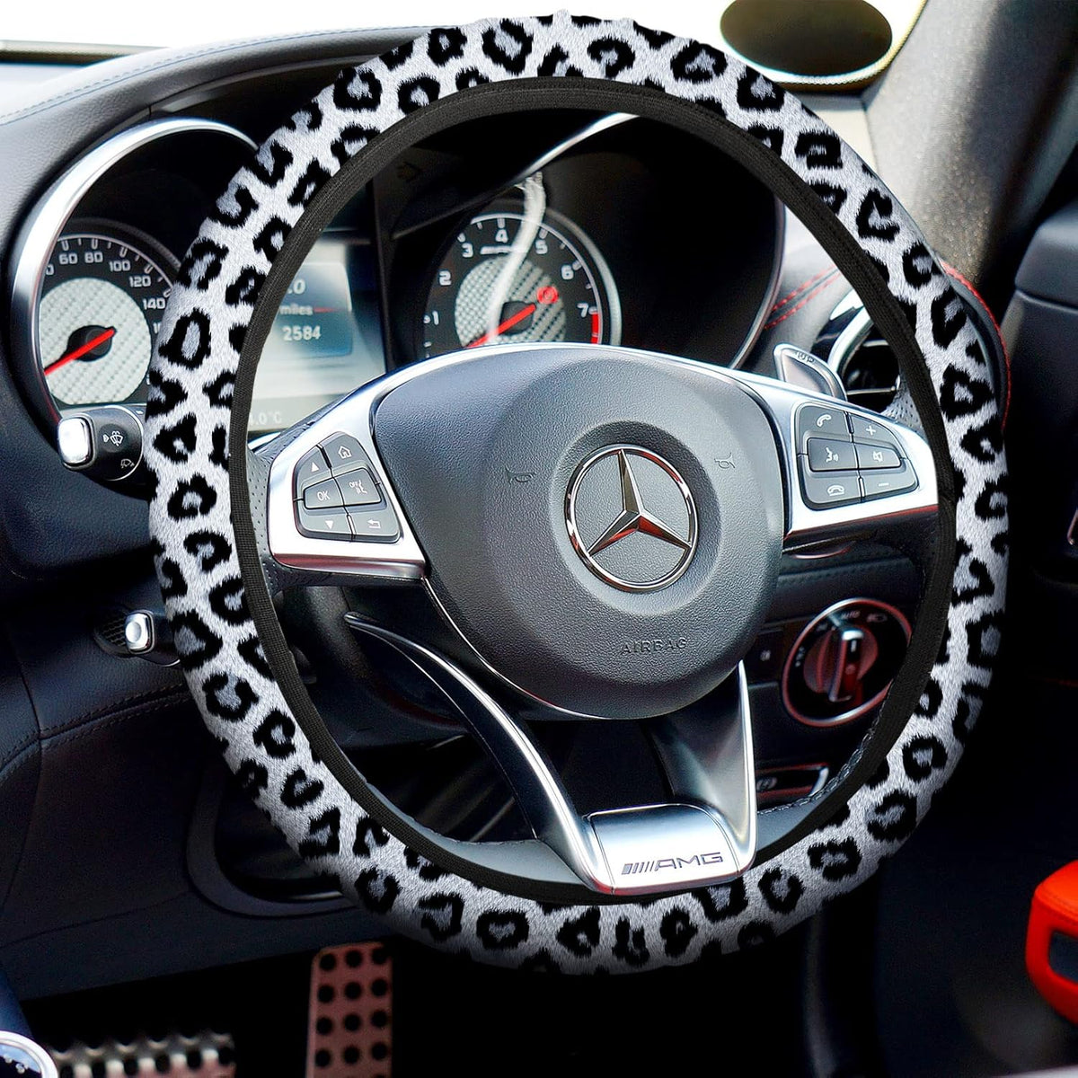17 Pieces Leopard Print Car Accessories Set B307497