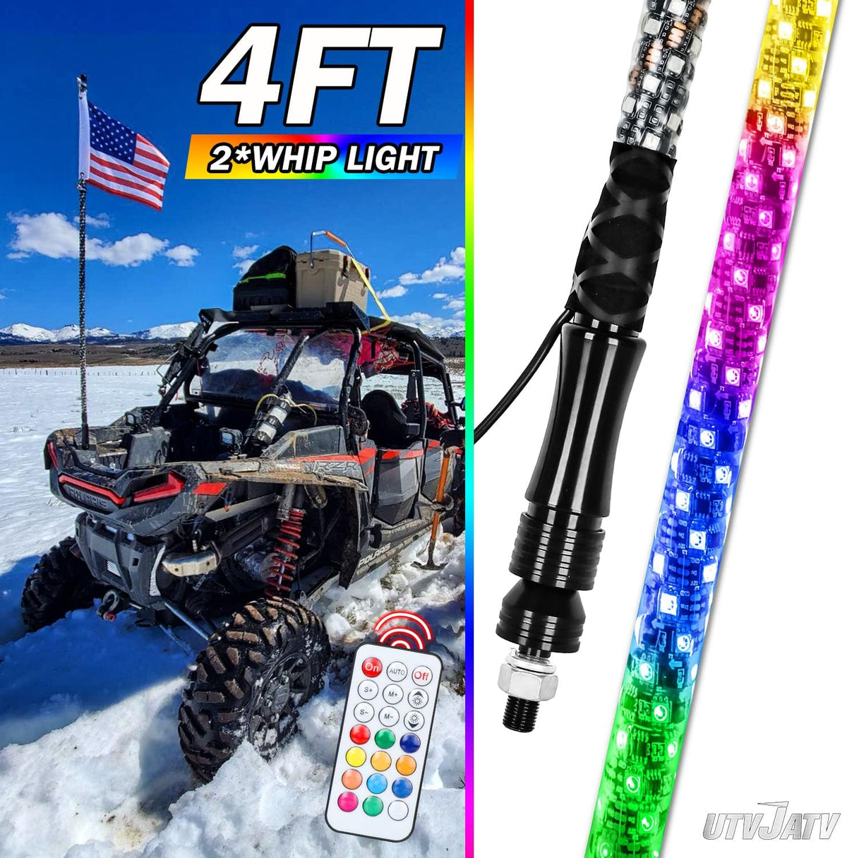 Spiral LED Whip Lights 5ft 2PCS A727