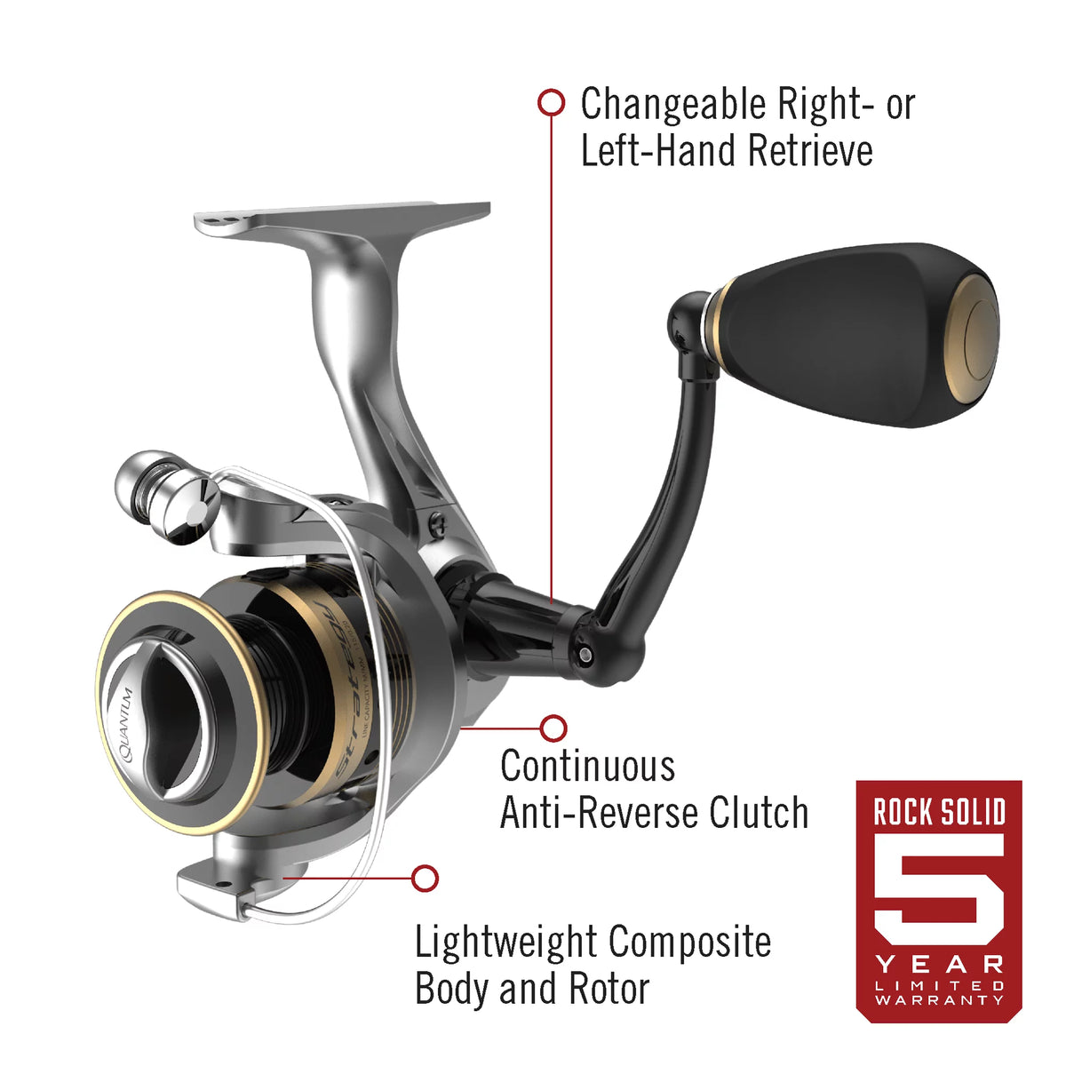 Size 20 Spinning Fishing Reel, 5.2:1 Gear Ratio, Silver/Gold L163558