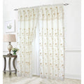 Floral Embroidered Rod Pocket Window Panel with Valance and Backing, Beige/Taupe, 54x90 Inches M80687