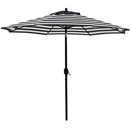 9' Outdoor Patio Umbrella with 8 Ribs Black and White Y6940