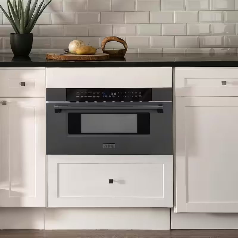1000-Watt Built-In Microwave Drawer in Black Stainless Steel V9162