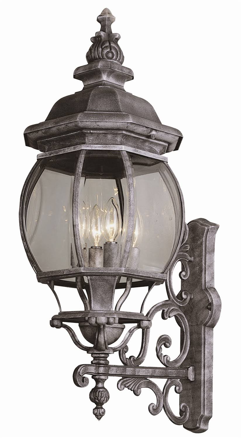 Four Light Black Copper Clear Beveled Glass Wall Lantern D553474