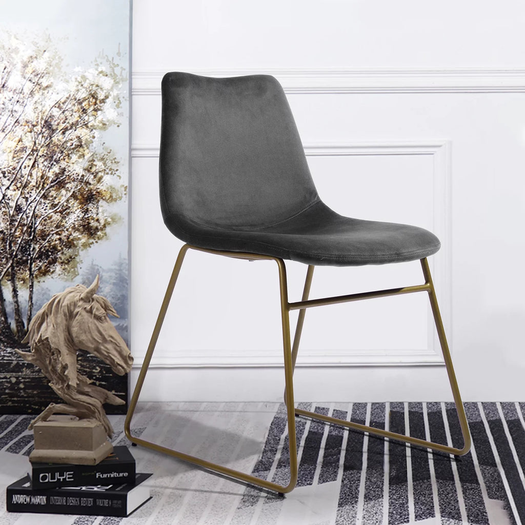 Velvet Dining Chairs Set of 2 with Metal Legs, Gray M541