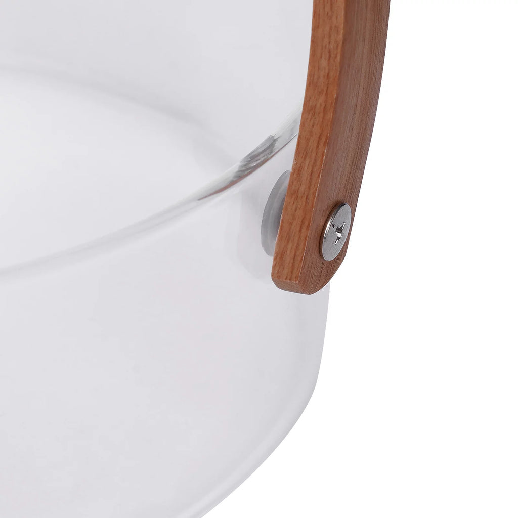 Clear Glass Fruit Serving Bowl with Wood Divider U70954