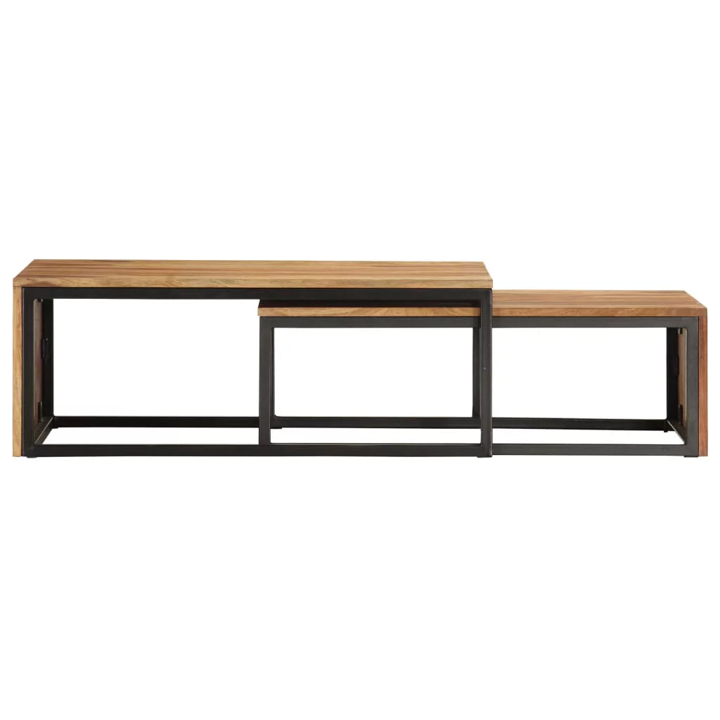 2 pcs Solid Sheesham Wood Nesting Tables P5673