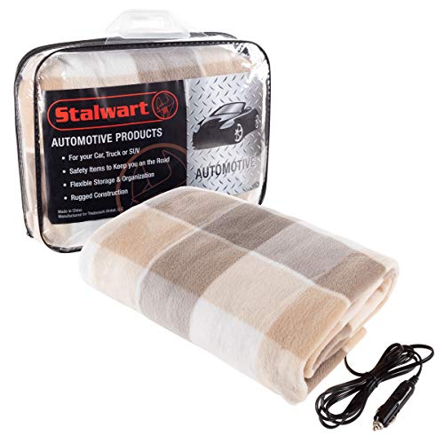 12-Volt Heated Car Blanket Black Plaid G71206