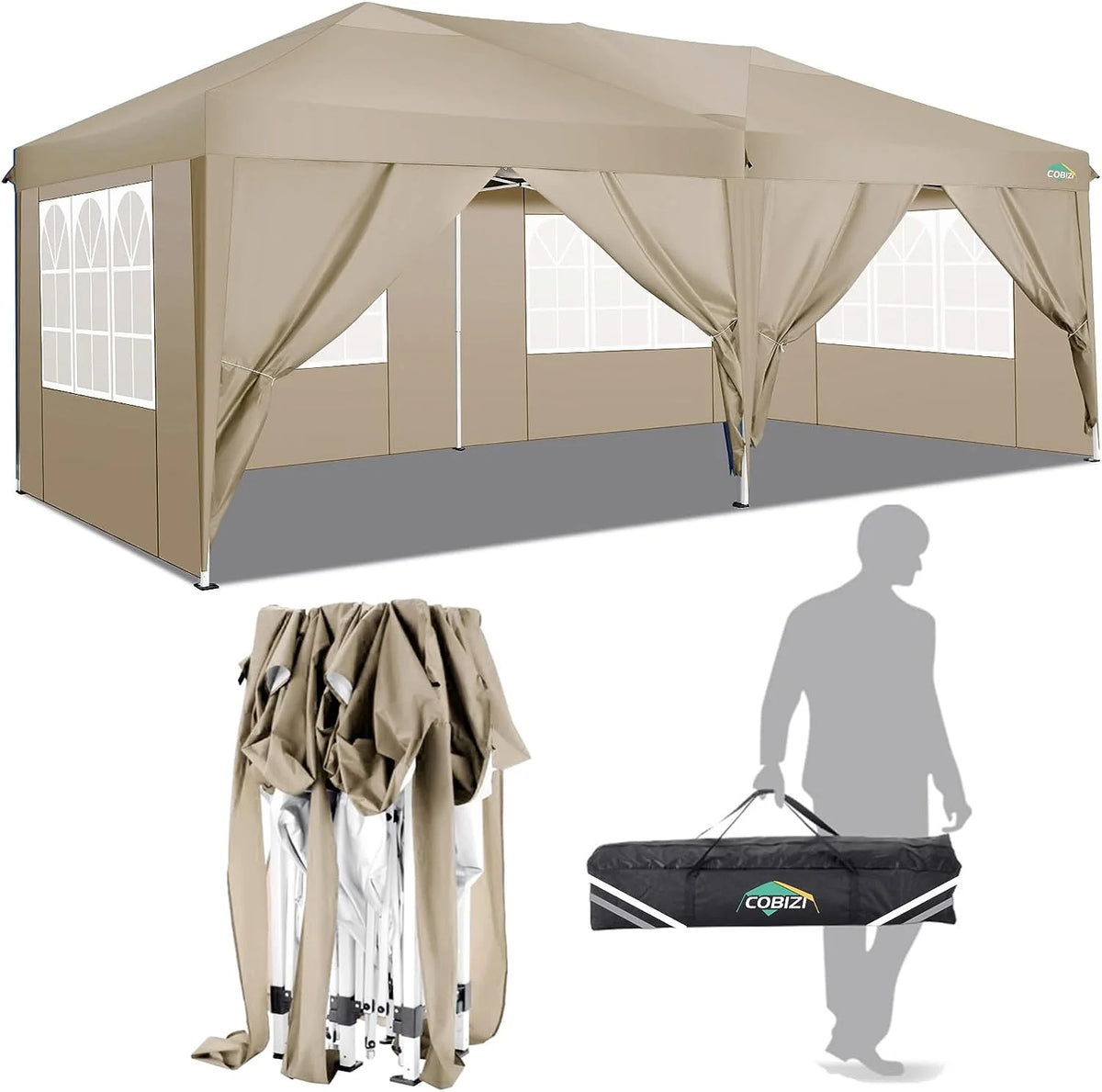 10x20 Pop up Canopy Tent with 6 Removable Sidewalls V869816