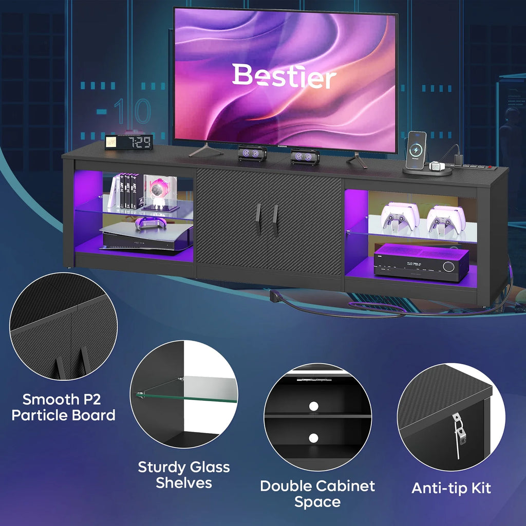 TV Stand with LED Lights and Power Outlet T55234