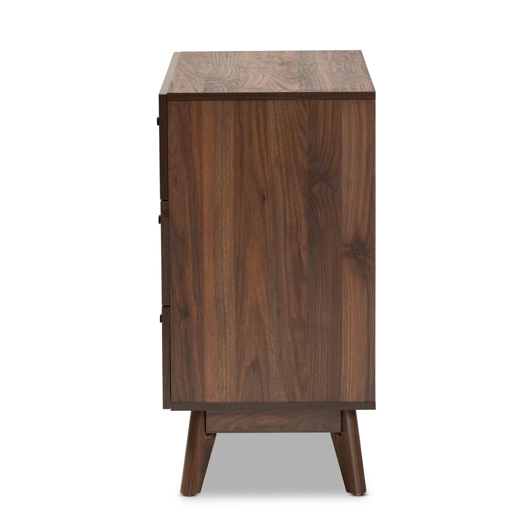 Walnut Brown Wood 3-Drawer Storage Chest N8301