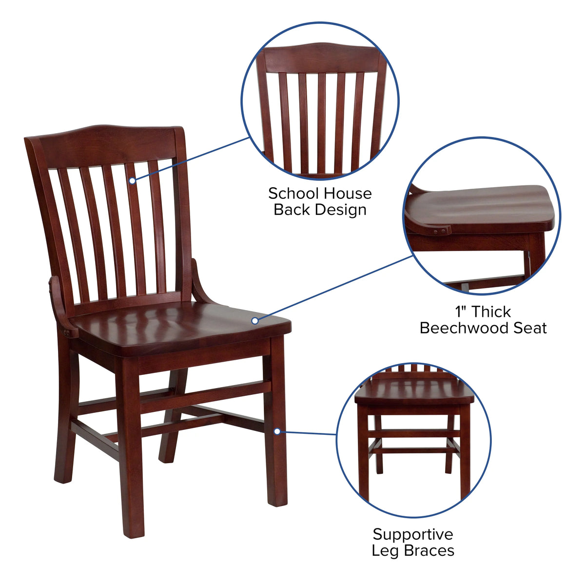 Mahogany Wood Chair W7075