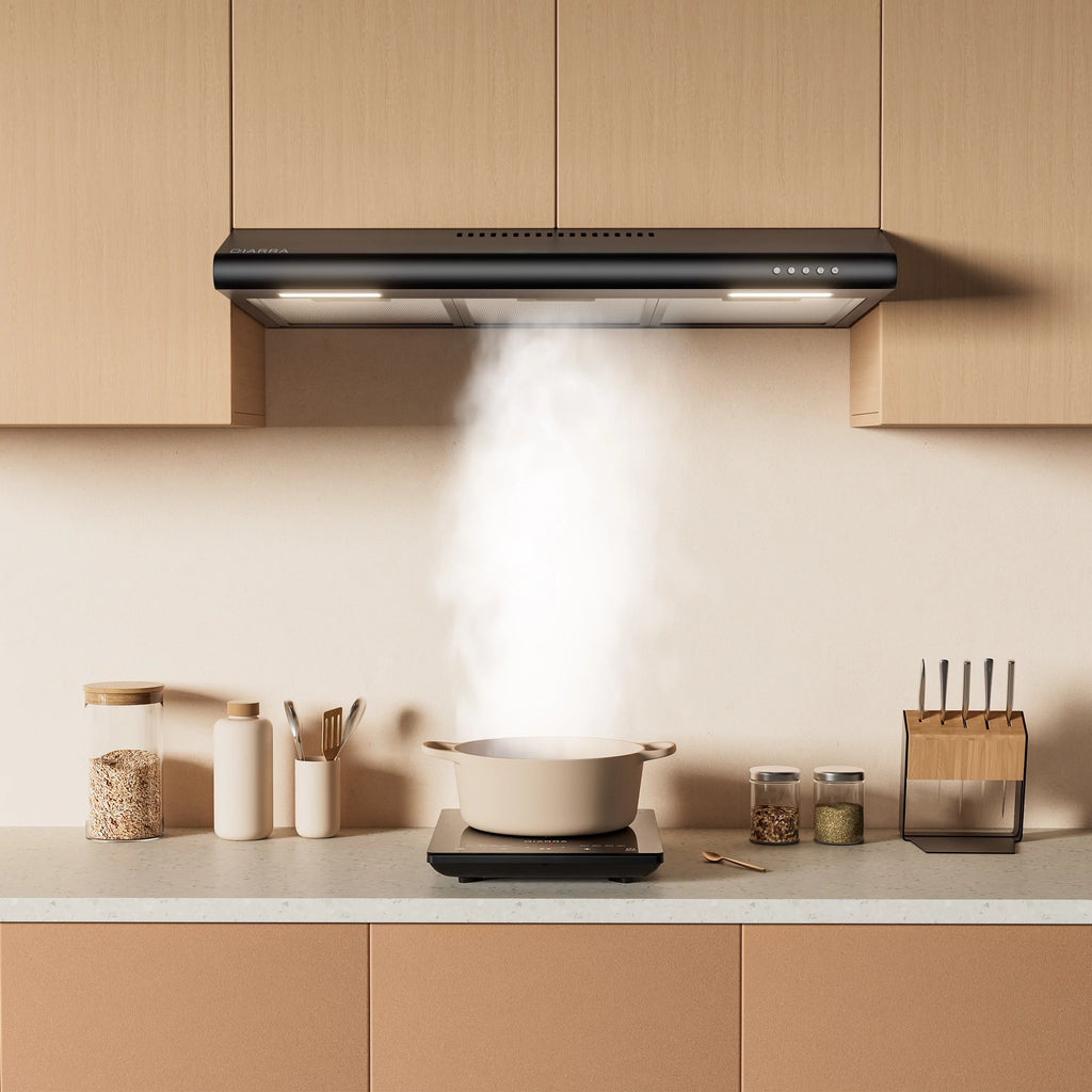 Black 30 inch Under Cabinet Range Hood with 3 Speed Exhaust Fan V399