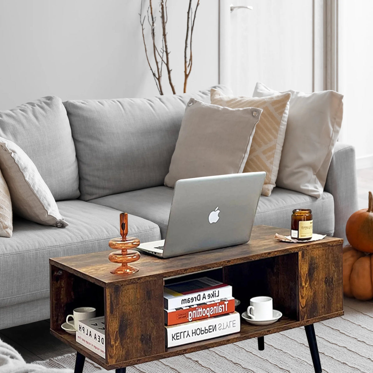 Rectangle Wooden Coffee Table with Open Storage U860051