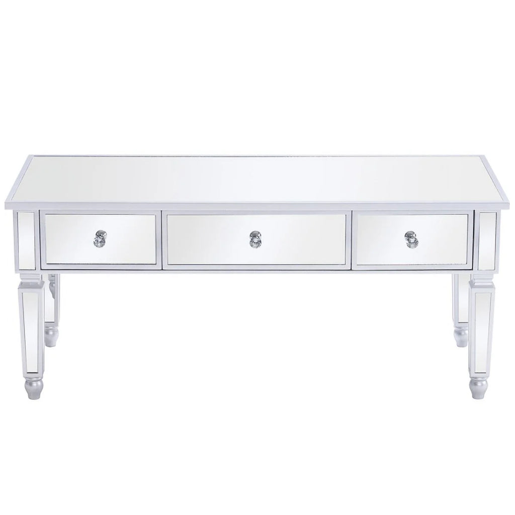 Mirrored Coffee Table with LED Light and Storage V76023