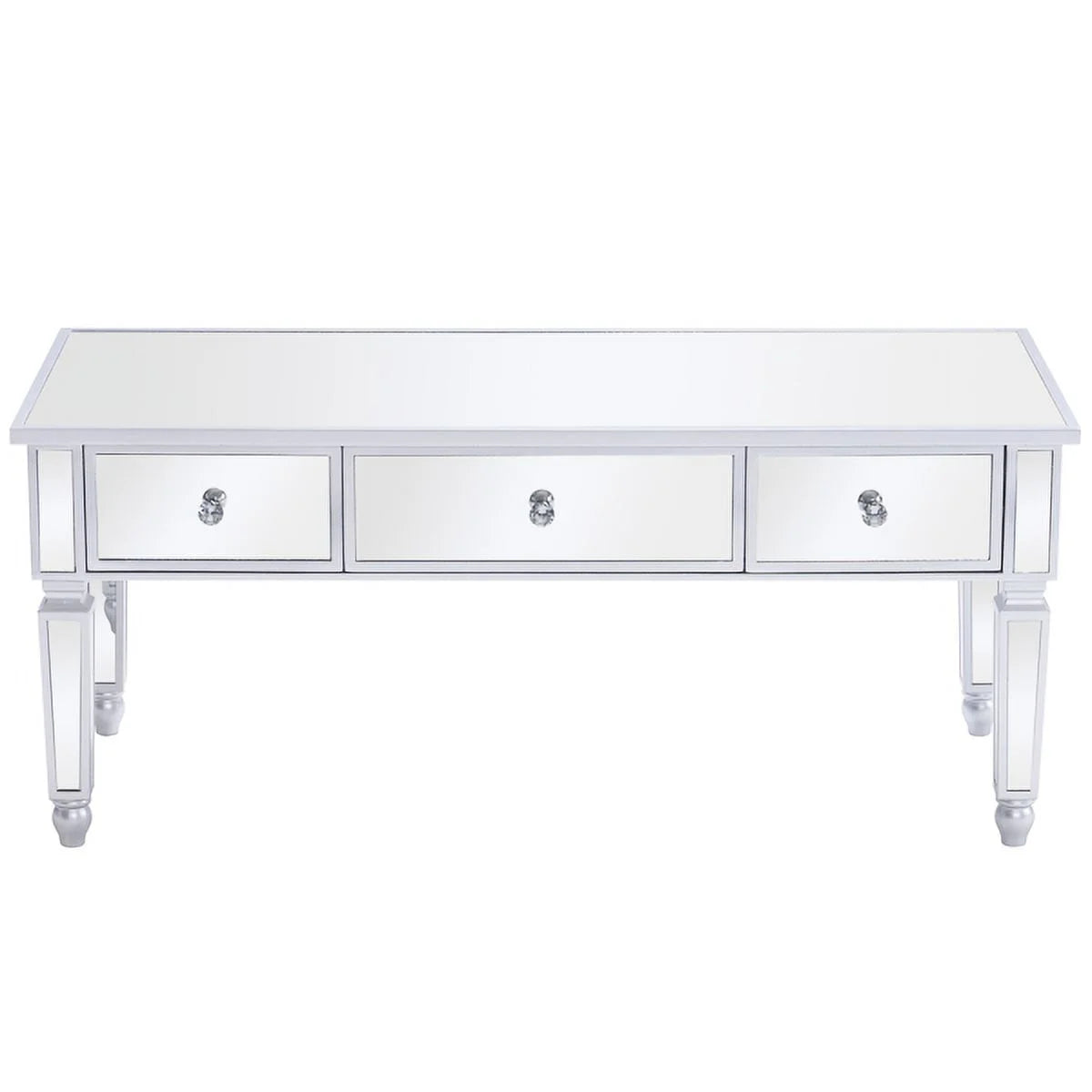 Mirrored Coffee Table with LED Light and Storage V76023