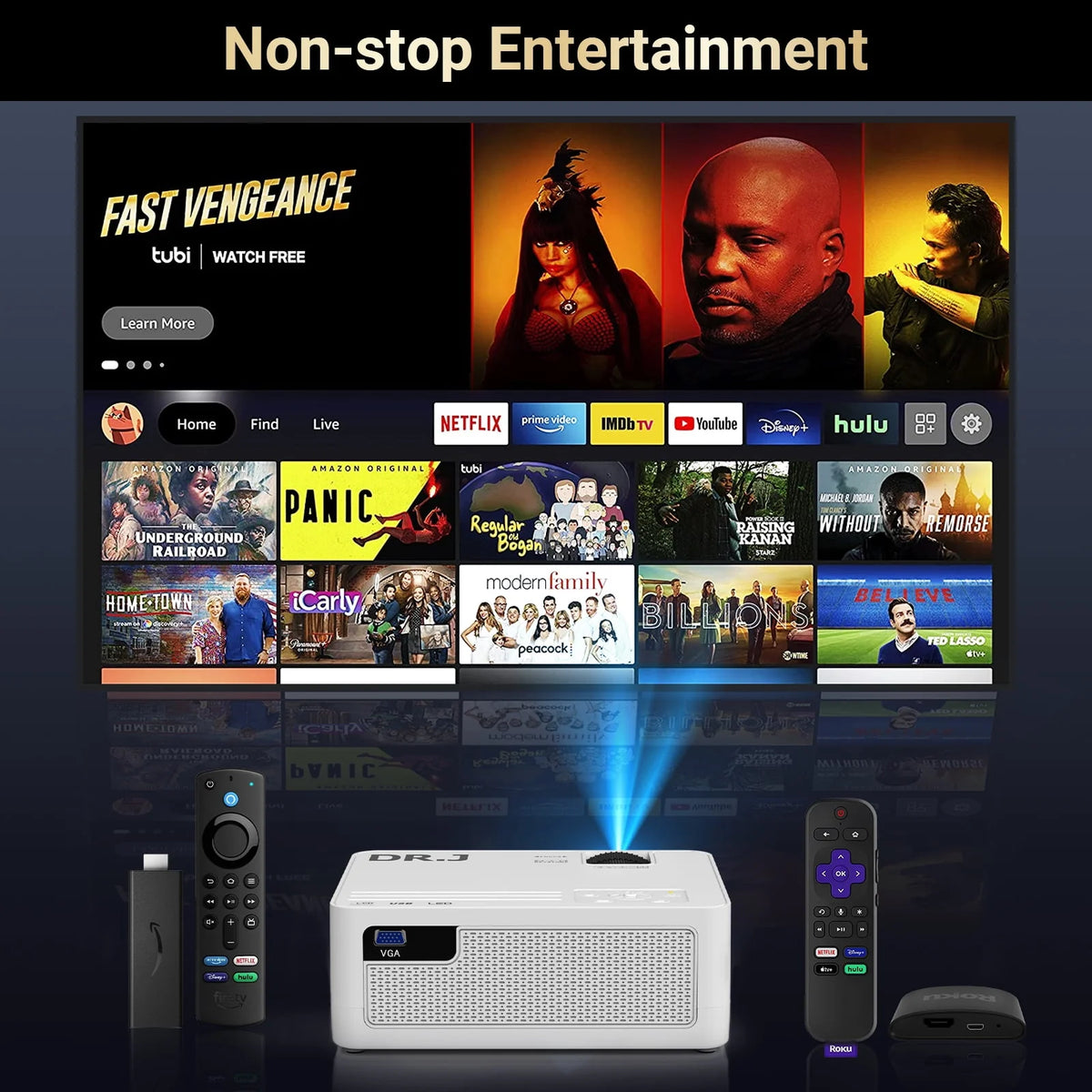 1080P 5G Wifi Bluetooth Projector with 120 Screen J4654