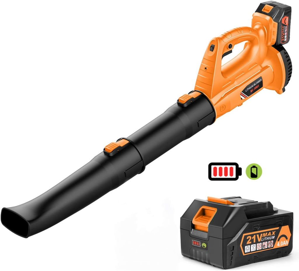 Cordless Leaf Blower, 320 CFM 150 MPH 4.0Ah Battery Powered with Battery and Charger Z632484