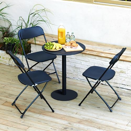 Black 10 Pack Plastic Folding Chair 350 LB Weight Capacity P619766