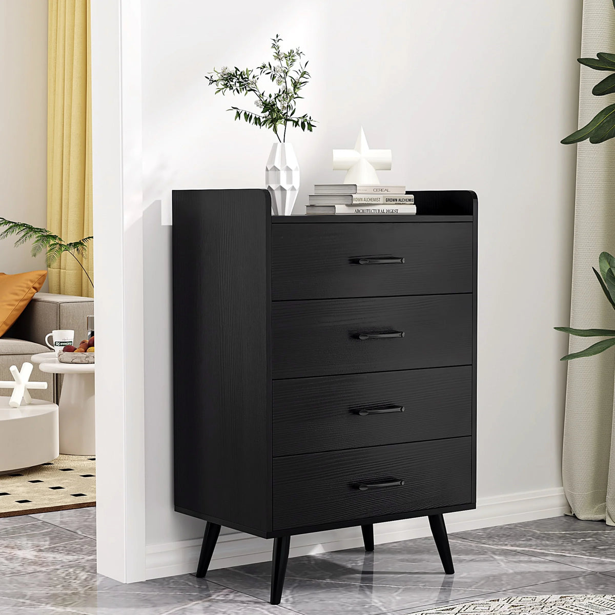 4 Drawer Steel Wood Dresser E6026