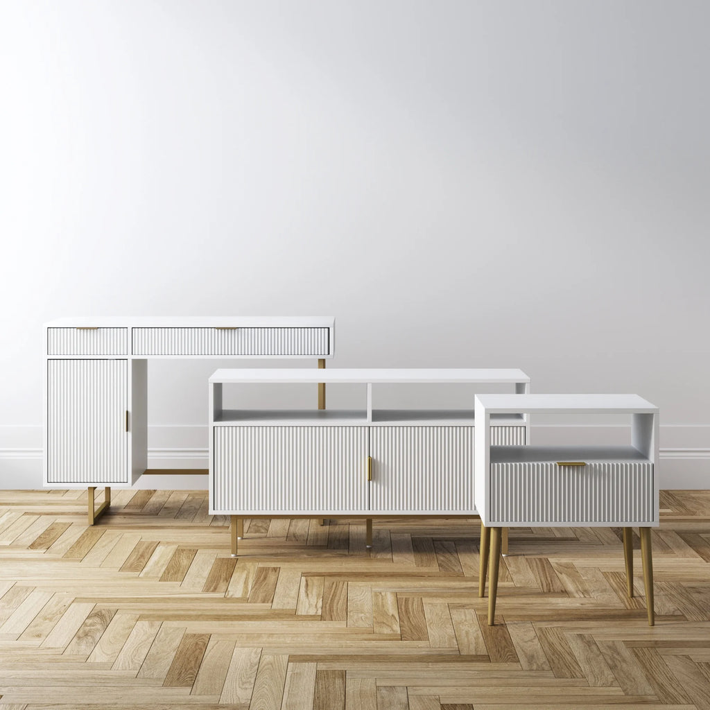 White Computer Desk with Drawers and Cabinet Storage B361482