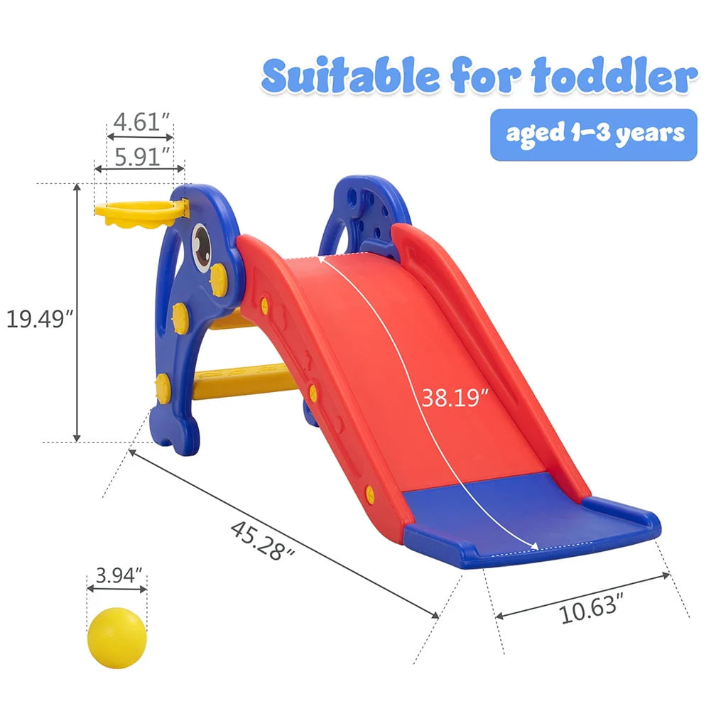 Toddler Slide with Basketball Hoop, Ball and Ladder K6533