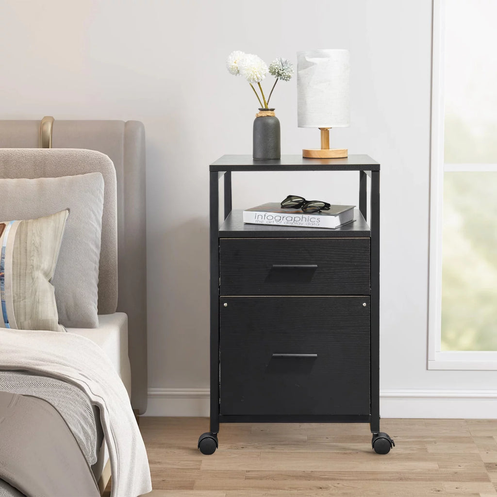 Black 2 Drawer File Cabinet N21029