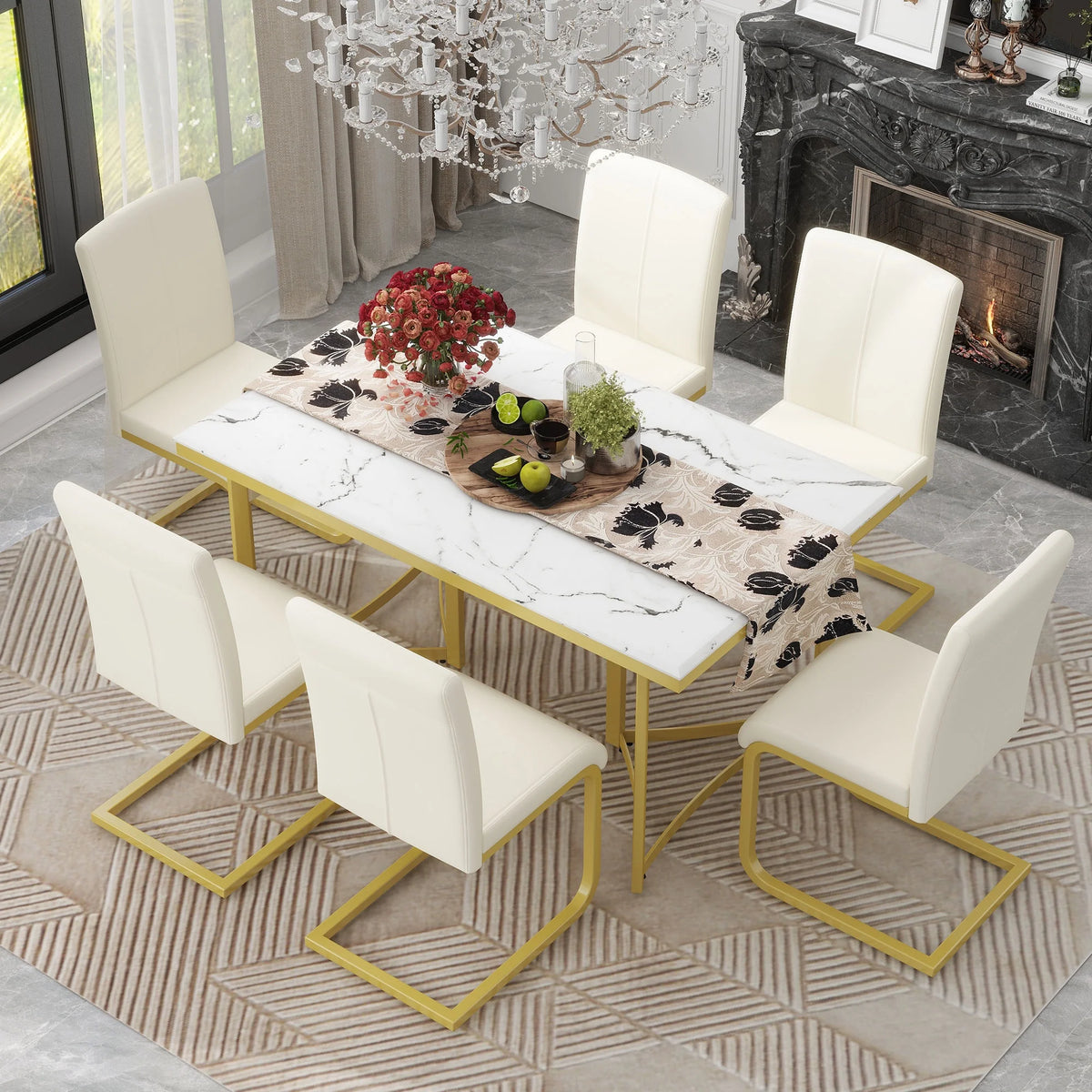 7-Piece Modern Dining Table Set V282965