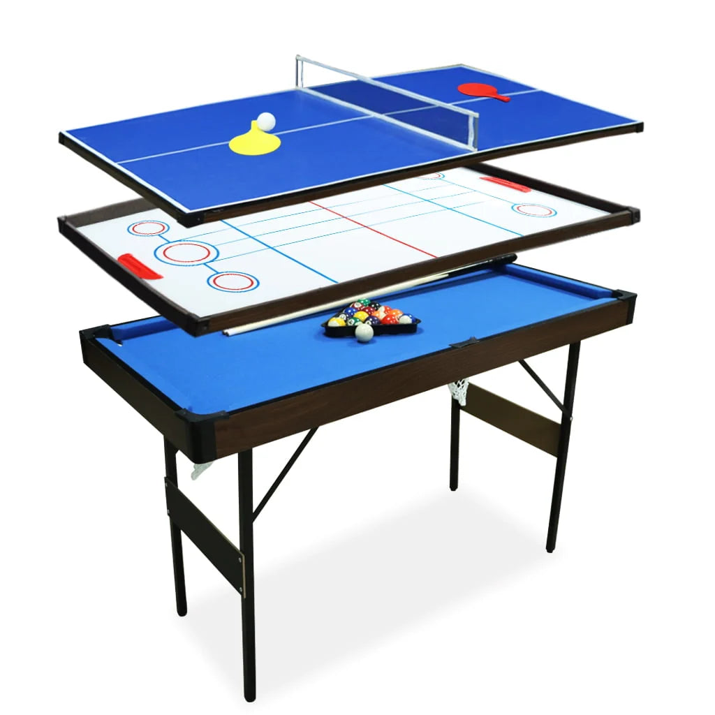 55 Inch Folding Pool Table Space Saving Billiard Table Blue C630