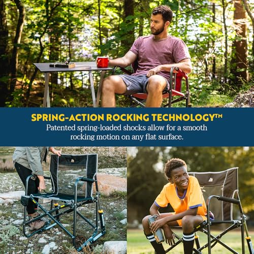 Black Portable Folding Camping Rocking Chair with Side Table G1745