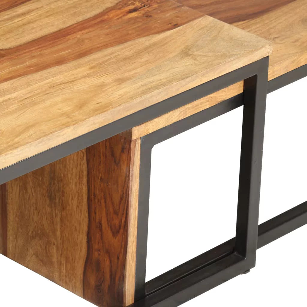 2 pcs Solid Sheesham Wood Nesting Tables P5673