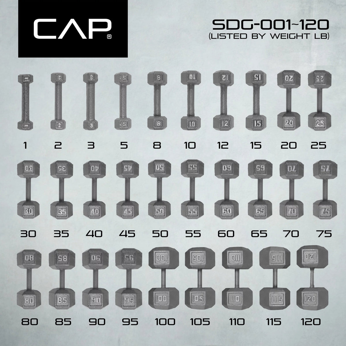 15lb Cast Iron Hex Dumbbell V9184