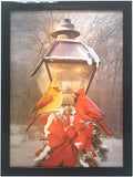 15.7-Inch Battery-Operated 3D LED Christmas Cardinals Lamp Post Art Décor D616