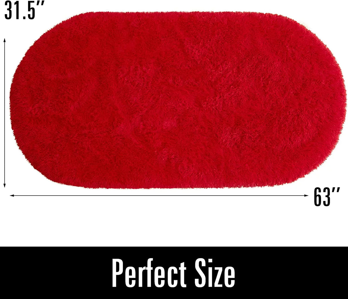 Ultra Soft Modern Oval Rugs 2.6' x 5.3' Red D1785