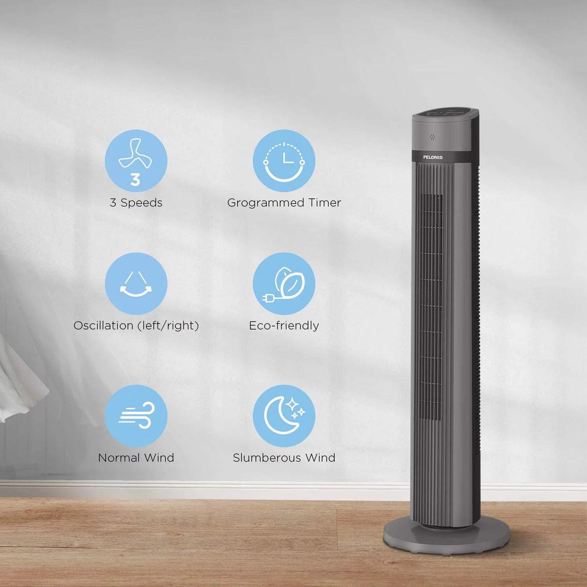 40 Oscillating Tower Fan with Remote, Black F359451