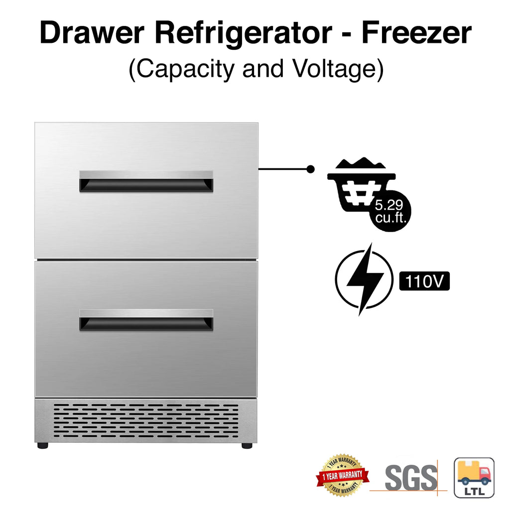 24-In 2 Drawer Convertible Freezer/Refrigerator Stainless L586629