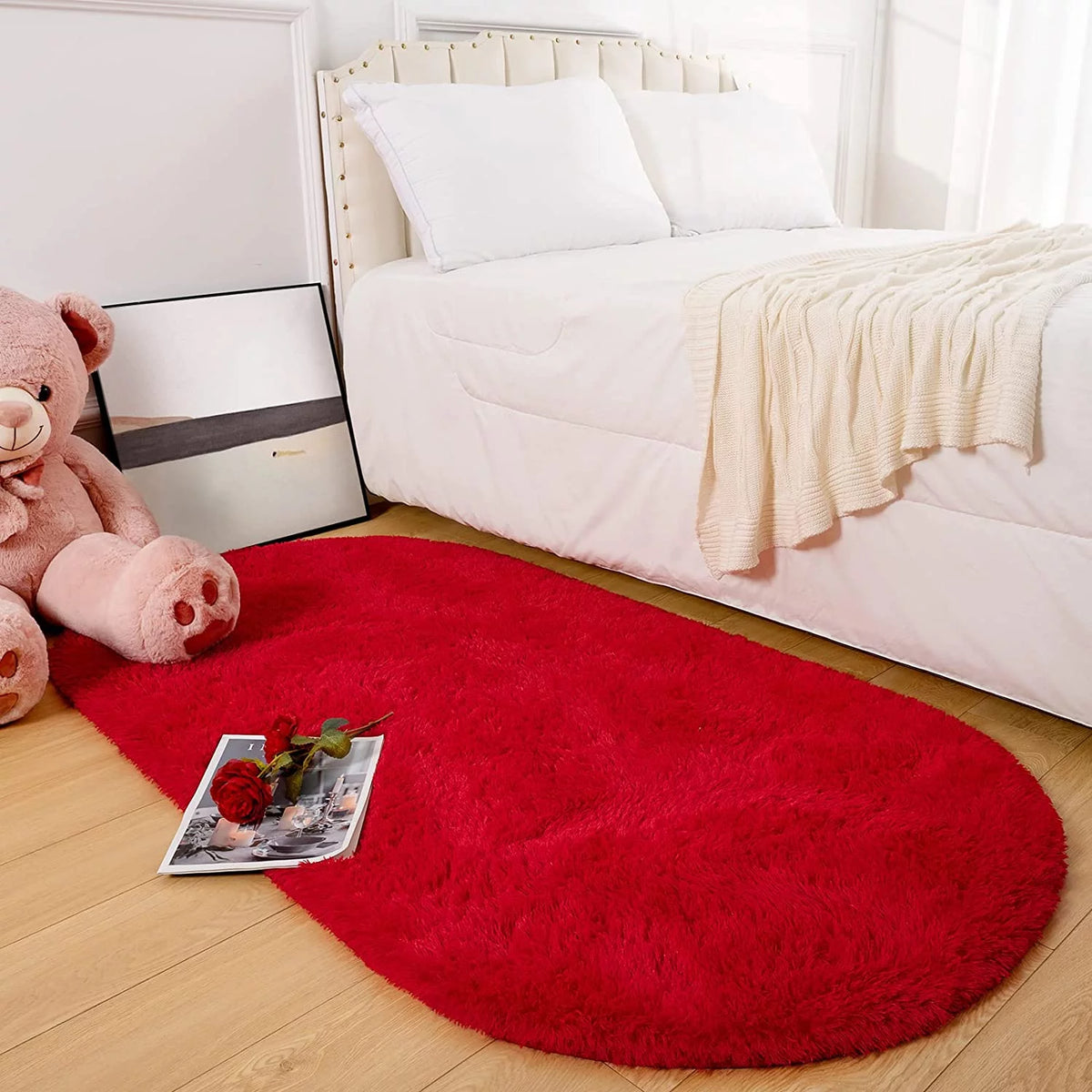 Ultra Soft Modern Oval Rugs 2.6' x 5.3' Red D1785